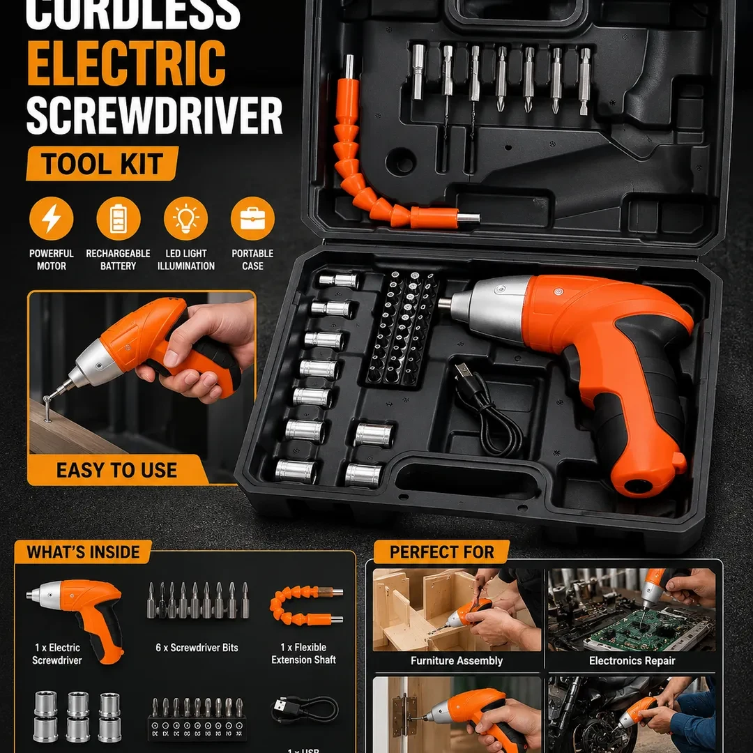 Cordless Electric Screwdriver Kit